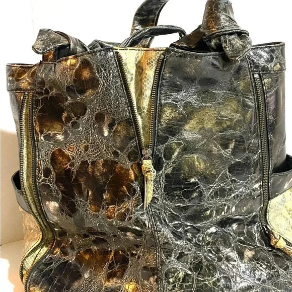 Vintage reign black & sparkling snake print handbag - Picture 4 of 13